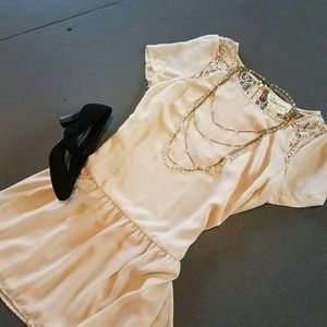 Pink Dropped waist dress lace